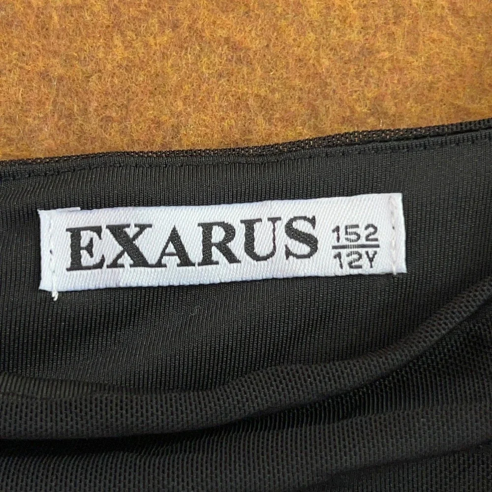 Exarus Girls 12Y Black Ruched Puff Sleeve Bodycon Mini Dress New